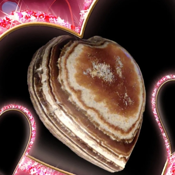 Cute Ribbon Banded Jasper Heart Stone. - Picture 3 of 5